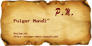 Pulger Manó névjegykártya